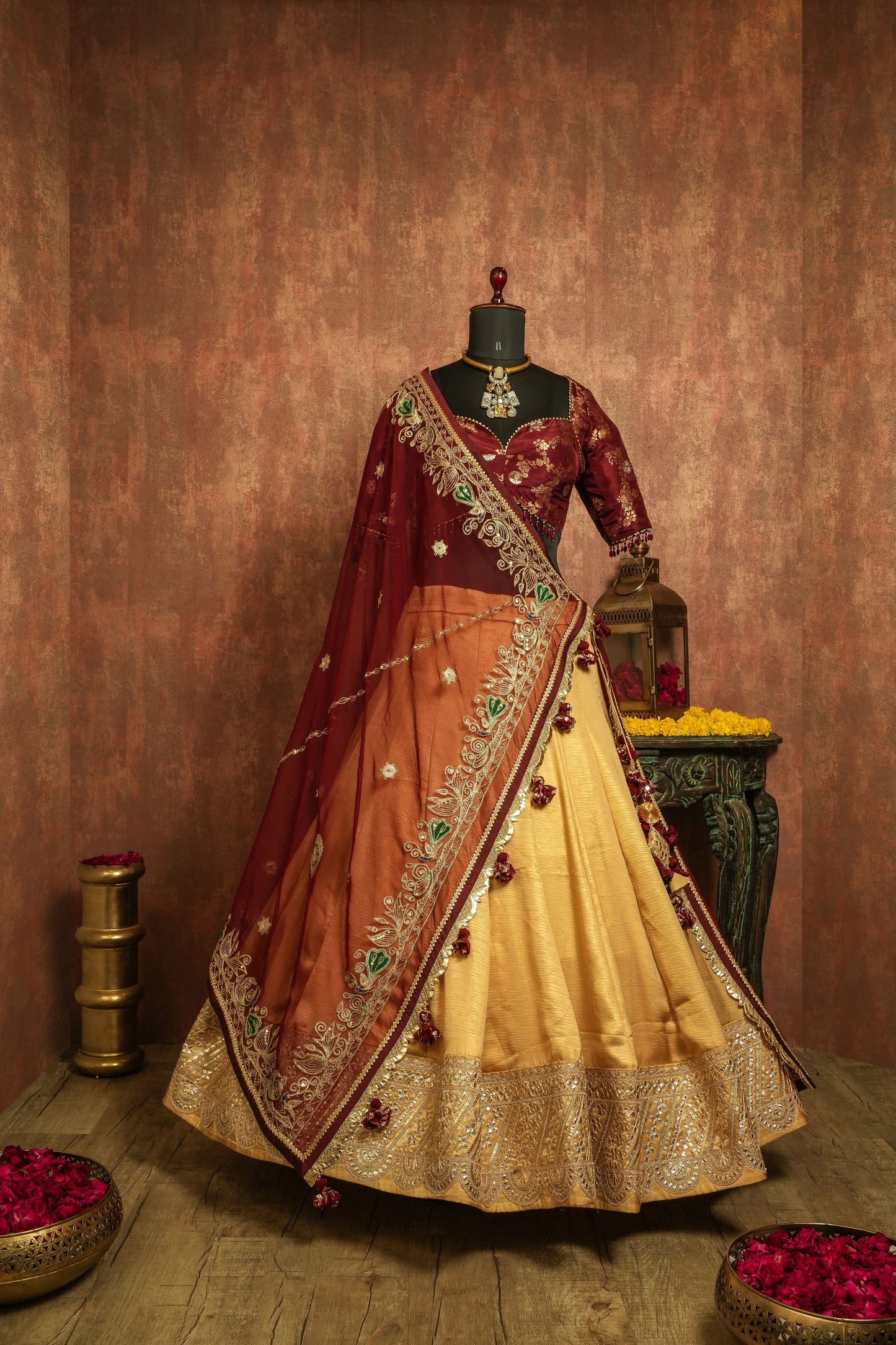 Red & Gold Floral Lehenga Choli