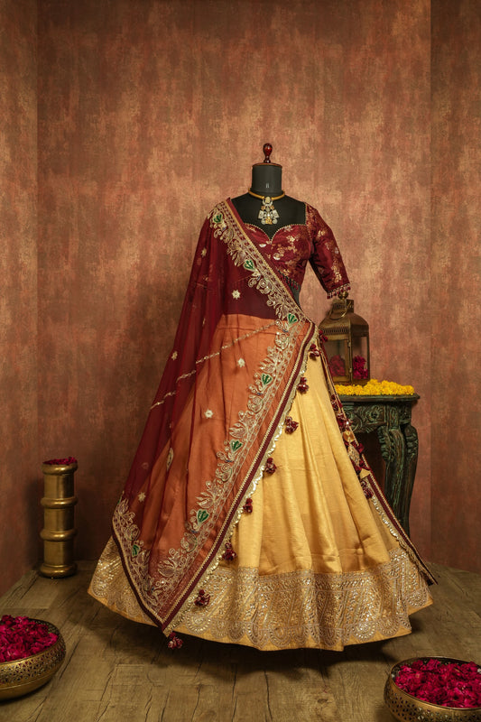 Red & Gold Floral Lehenga Choli