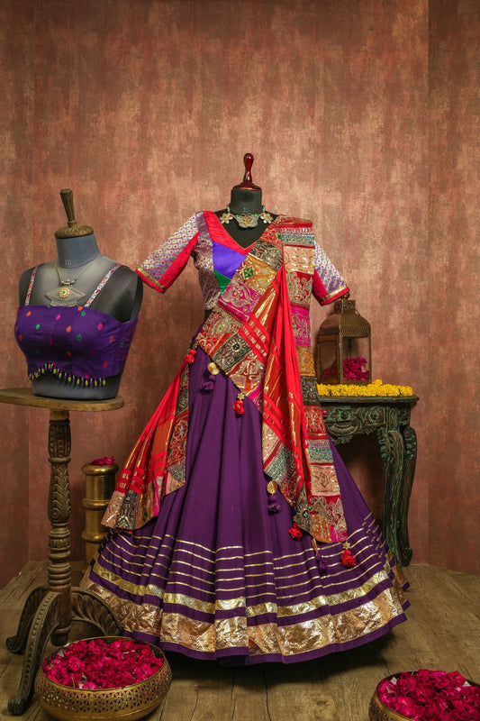 Royal Purple & Red Lehenga Choli